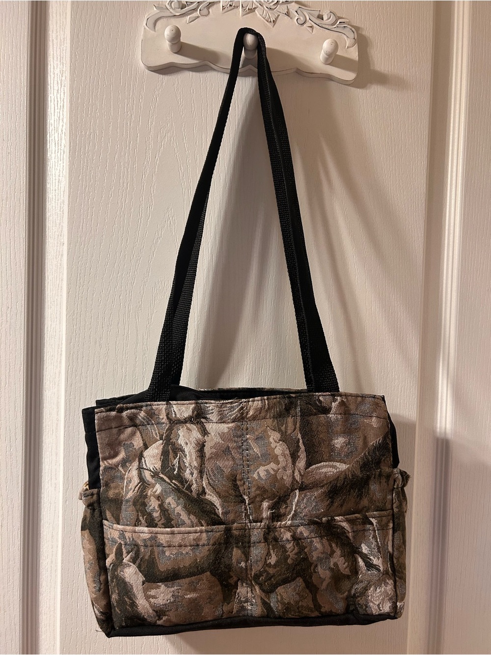 Canvas material Brown, tan and Black Printed Canvas Tote